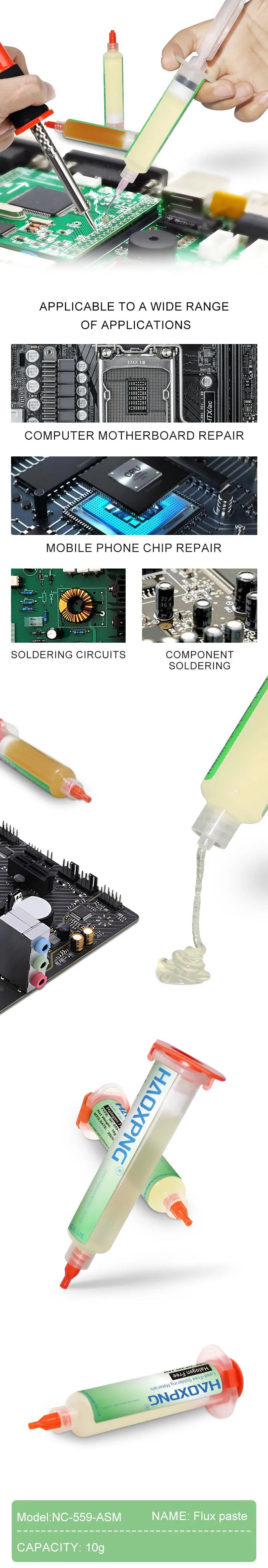 Original NC-559-ASM 10g No Clean Flux for Soldering SMD BGA Reballing Soldering Flux