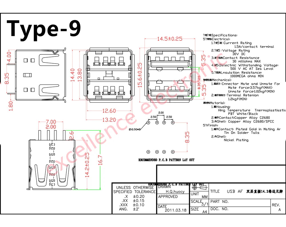 5/10Pcs Double USB Type A Female Solder Jacks Connector PCB Socket USB-A Type 90 Degrees / 180 Degrees Adapter