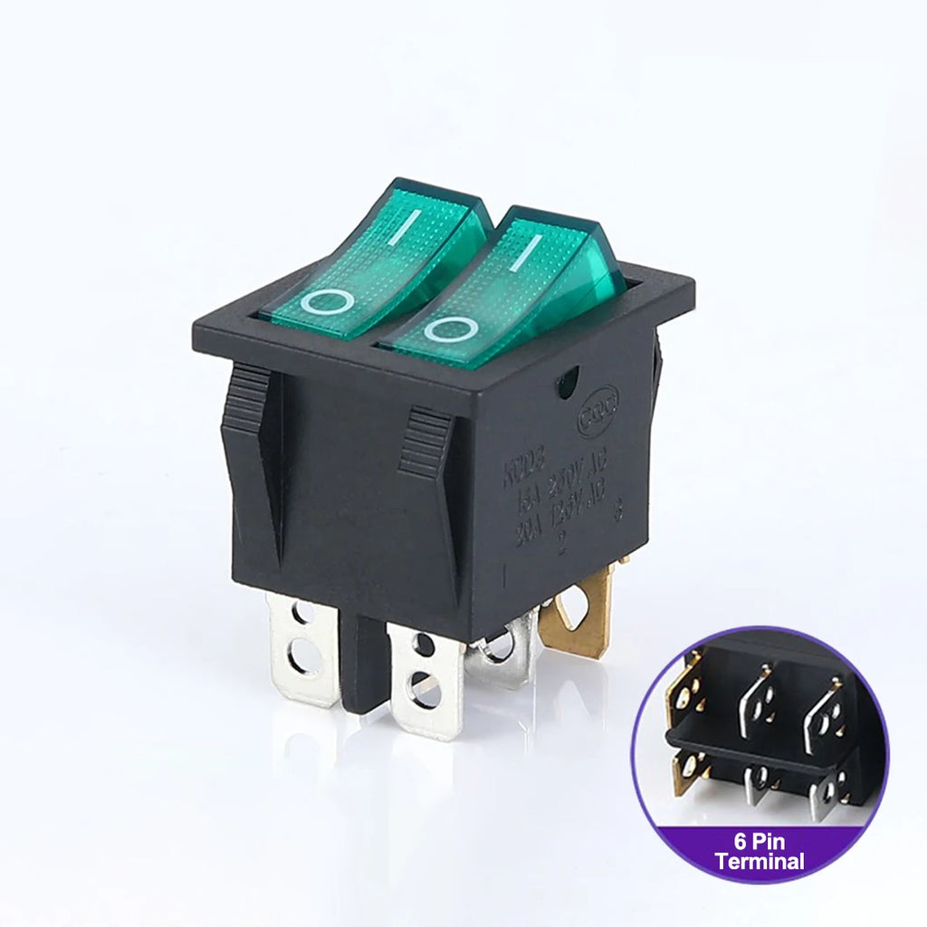 ABILKEEN 100PCS/Lot KCD2-2101N KCD2 Rocker Toggle Switch ON-OFF Latching Rocker Switch Dual Port Push Button AC250V 15A