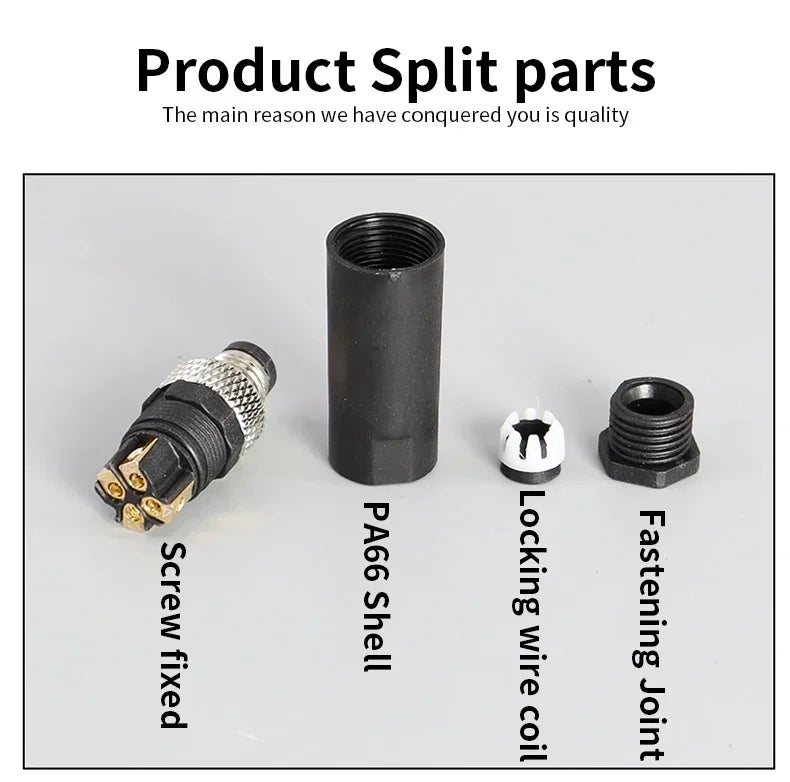 M8 Sensor 3/4/5 Pin Waterproof Aviation Connector Male Female Plug Screw Thread Sensor Cable Joint Industrial Connector IP67
