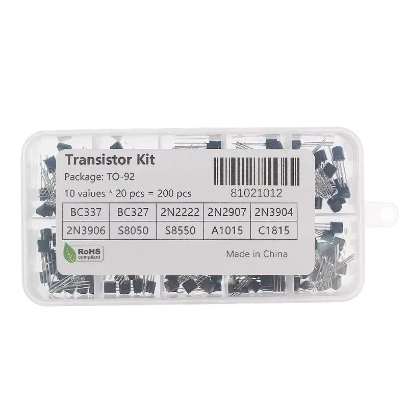 50-900PCS Transistors Kit PNP NPN A1015 S8050 S8550 S9012 C1815 MJE13001 2N3904 2N3906 BC327 BC337 BC517 BC547 BC548 BC549 BC558