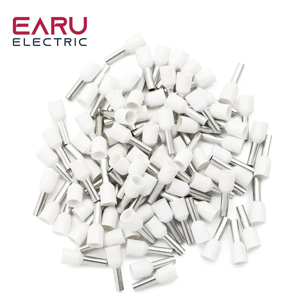 1000pcs/Pack E0508 E7508 E1008 E1508 E2508 Insulated Ferrules Terminal Block Cord End Wire Connector Electrical Crimp Terminator