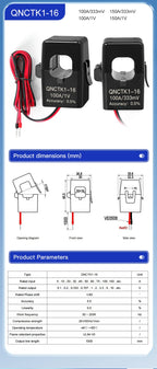 QNCTK1-16 100A 333mV 150A 1V QNCTK1-10 50A 333mV 30A 1V Split Core Current Transformer Sensor Clamp CT