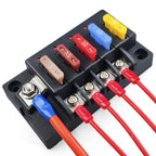 4/6Way Fuse Block 12V Blade Fuse Box Holder with LED Indicator Waterproof Cover Safe Compact Circuit Fuse Box for Car Boat