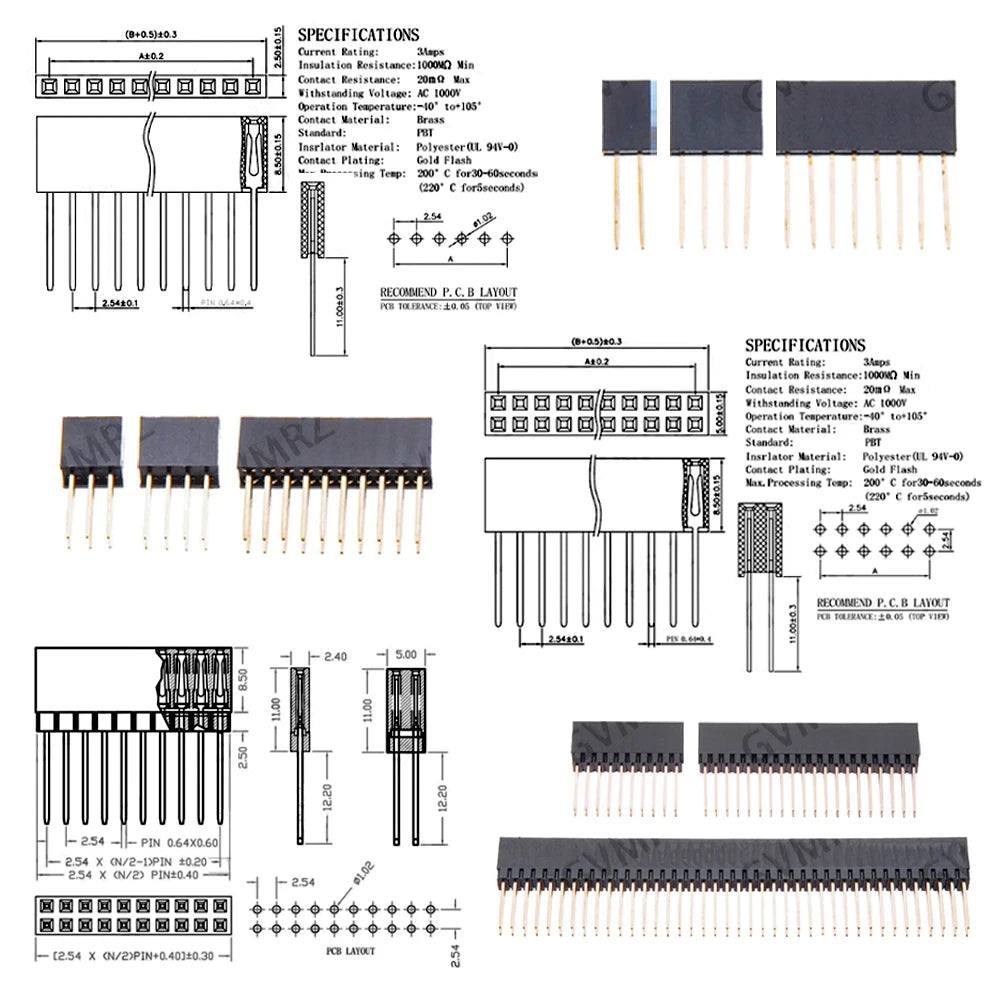 2/3/4/6/8/10/15 Pin 2.54 mm Stackable Long Legs Femal Header For Arduino Shield for IC Circuit Assembly