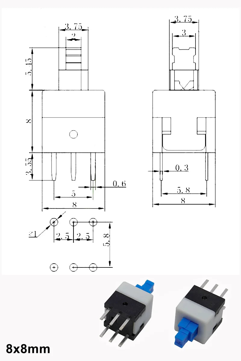(10-100PCS) Micro Tact Push Button Switch Self-Lock/Reset 6Pin 5.8x5.8mm 7x7mm 8x8mm 8.5x8.5mm for PCB Repair/Electronics DIY