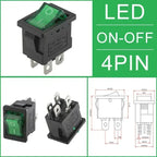 10/30/100 Pcs KCD1 Snap - in Boat Rocker Switch - SPST ON - OFF, 2/3/4 Pin, 250V 6A (AC) / 125V 10A, 2P Toggle Power Snap Switch