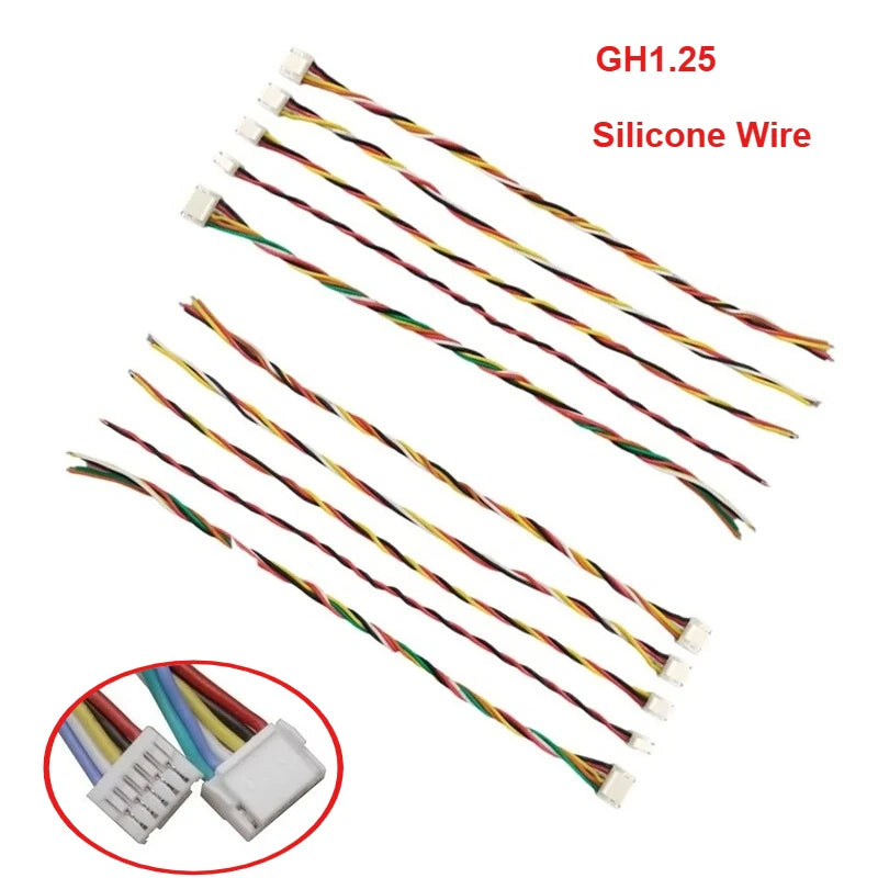 5Pcs GH1.25 2P/3P/4P/5P/6P-10 Pin GH 1.25 Single/Same/Reverse Connector with 15CM Soft Silicone Cables
