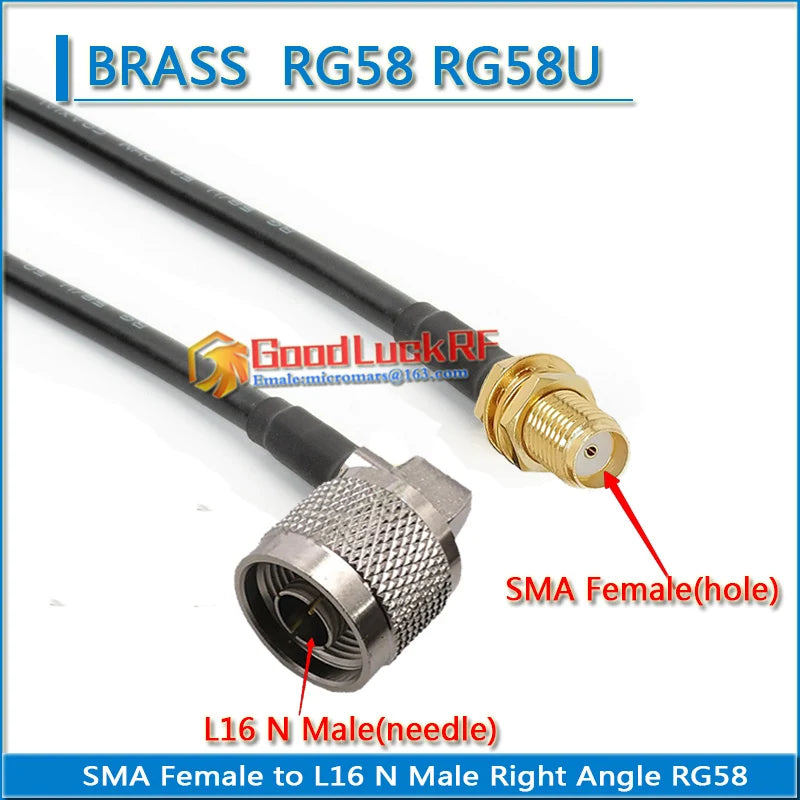 L16 N Male 90 Degree Right Angle to SMA Male Female Washer Nut RP-SMA RPSMA Male Female Pigtail Jumper RG58 RG-58 3D-FB RF Cable