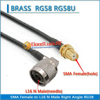 L16 N Male 90 Degree Right Angle to SMA Male Female Washer Nut RP-SMA RPSMA Male Female Pigtail Jumper RG58 RG-58 3D-FB RF Cable