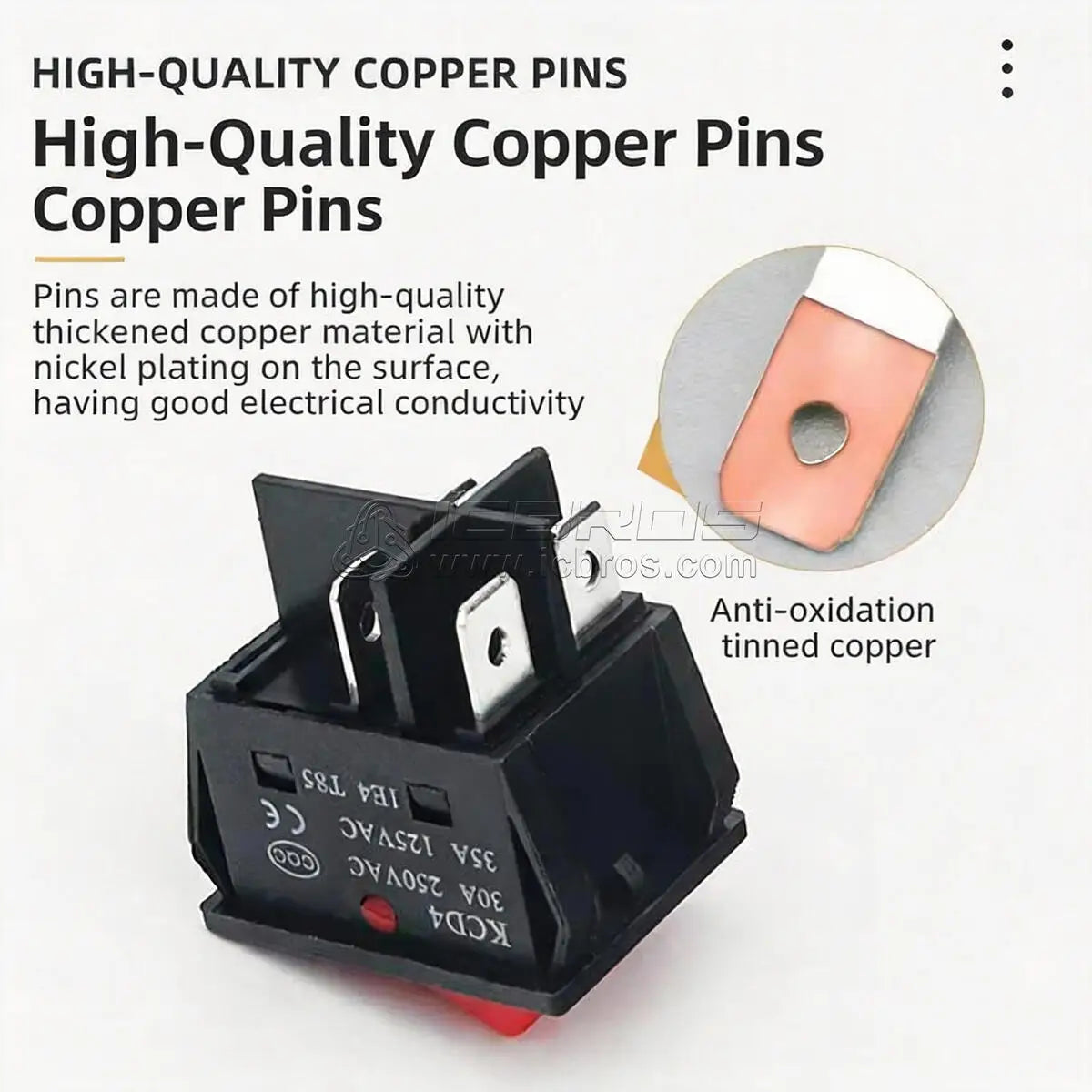 5PCS 16A 20A 30A Rocker Switch 220V 120V KCD7 KCD4 4 6 Pin Rocker Toggle Switch SPDT ON OFF Red Lighted Heavy Duty T125 T85
