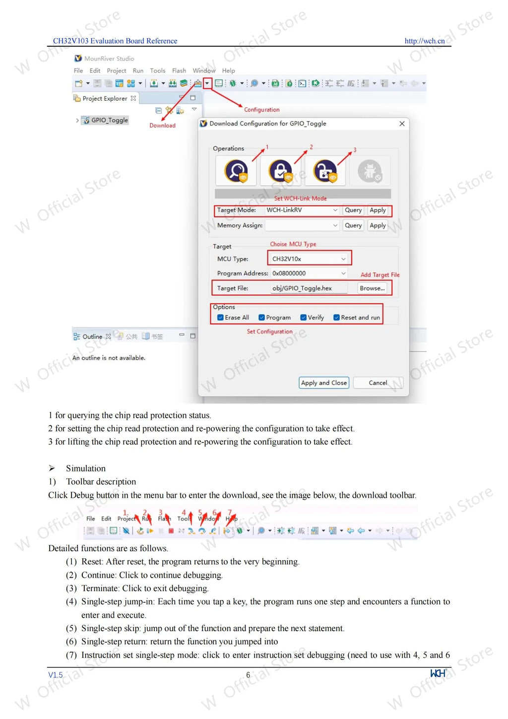CH32V103 development board, on-board WCH-Link debugger CH32V103R8T6 Microcontroller Evaluation Boards