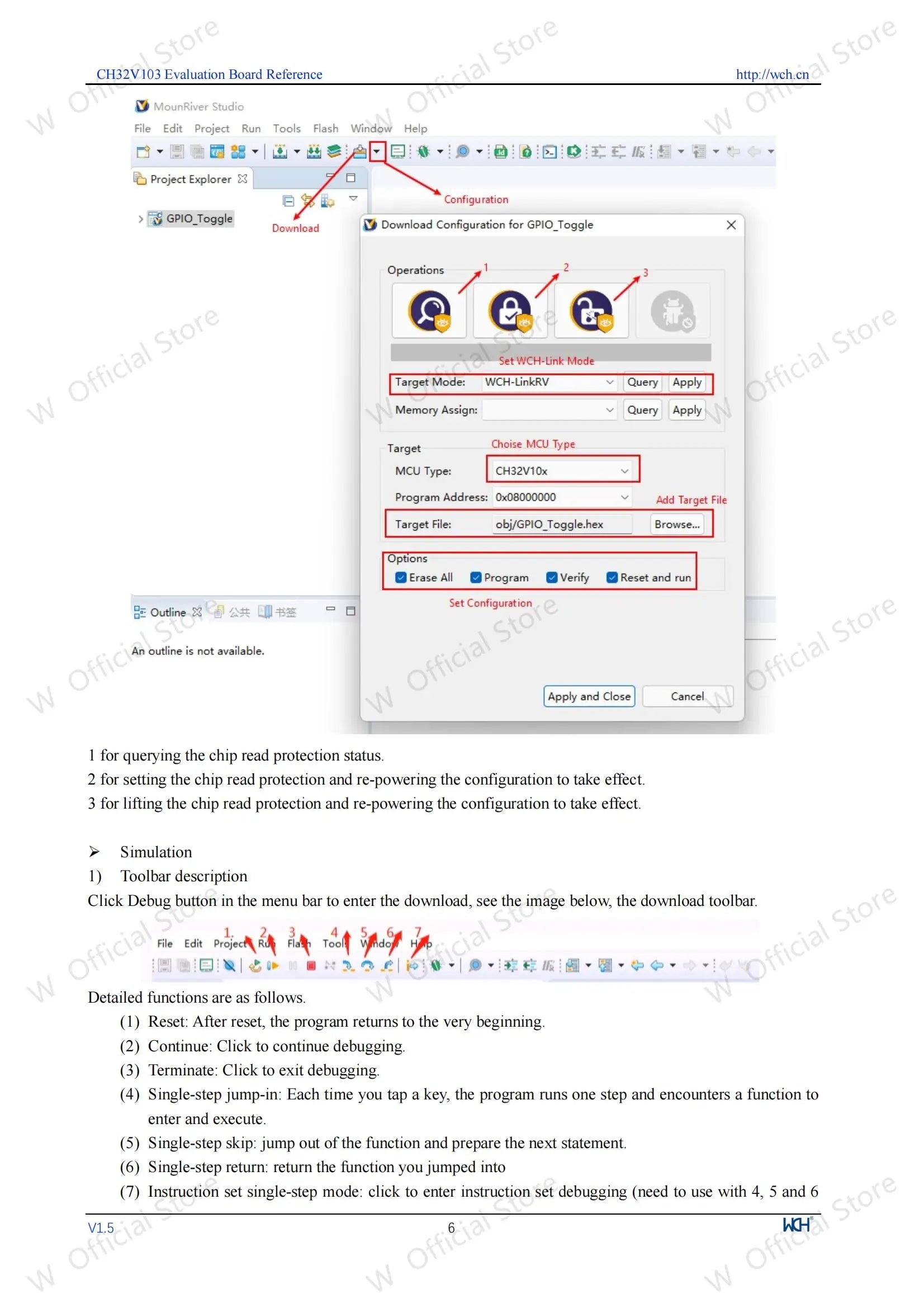 CH32V103 development board, on-board WCH-Link debugger CH32V103R8T6 Microcontroller Evaluation Boards