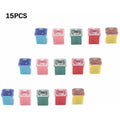 15/30pcs Automotive Low Profile JCASE Box Shaped Fuse Kit for Ford, Chevy/GM, Nissan, and Toyota Pickup Trucks, Cars and SUVs