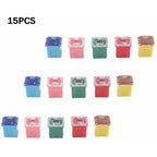 15/30pcs Automotive Low Profile JCASE Box Shaped Fuse Kit for Ford, Chevy/GM, Nissan, and Toyota Pickup Trucks, Cars and SUVs