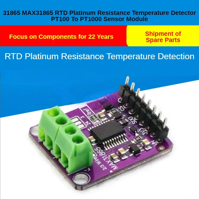 1PCS MAX31865 Temperature Sensor Module GY-MAX31865 RTD Digital Conversion Module Electronic DIY Board PT100-PT1000 for Arduino