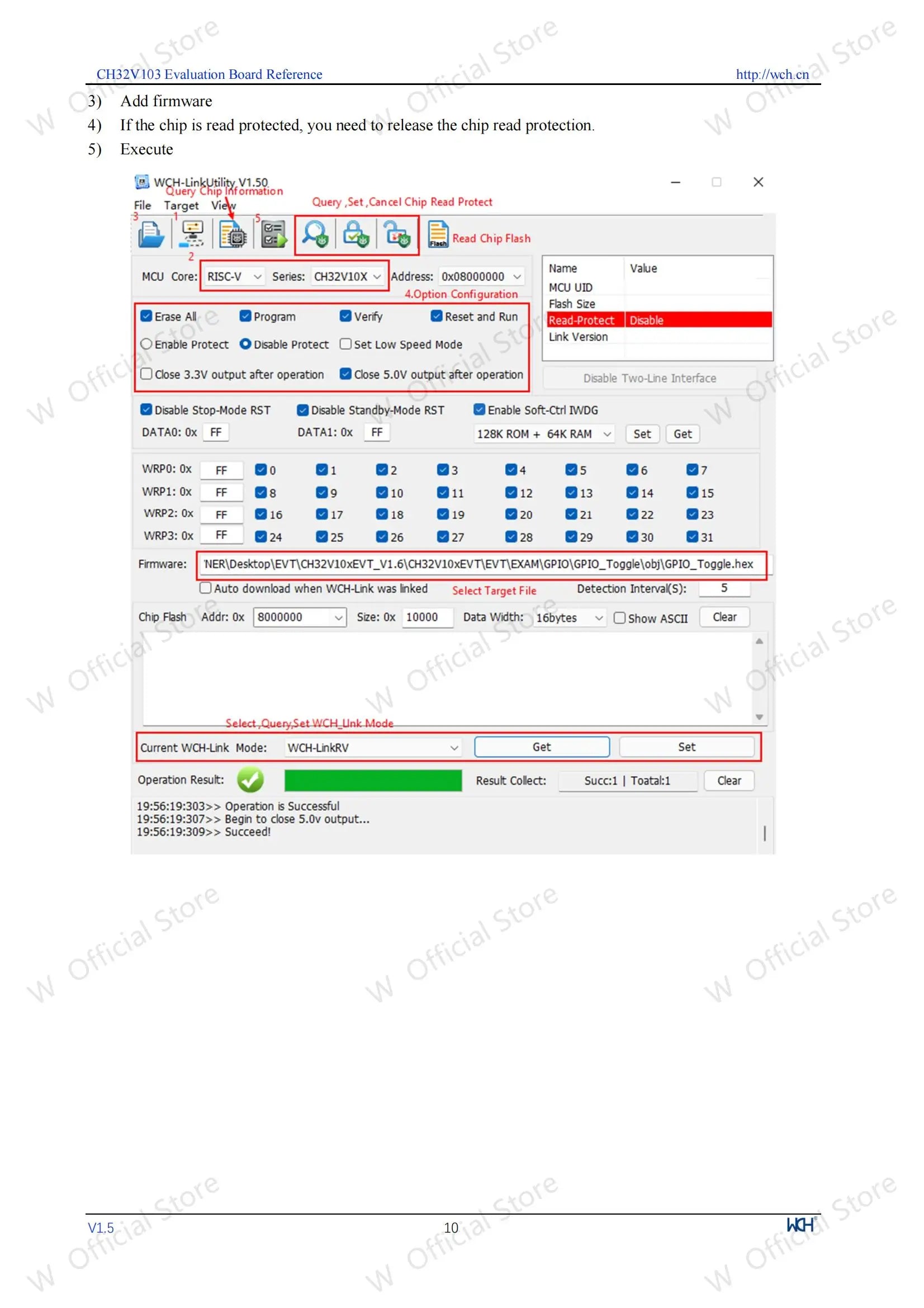 CH32V103 development board, on-board WCH-Link debugger CH32V103R8T6 Microcontroller Evaluation Boards
