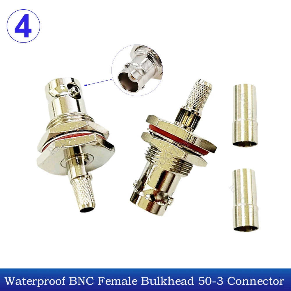 10Pcs/Lot BNC Male Female 50-3 BNC RF Coax Connector Crimp for RG58 RG142 RG223 RG400 LMR195 Cable High-Quality Low-Loss 50 Ohm