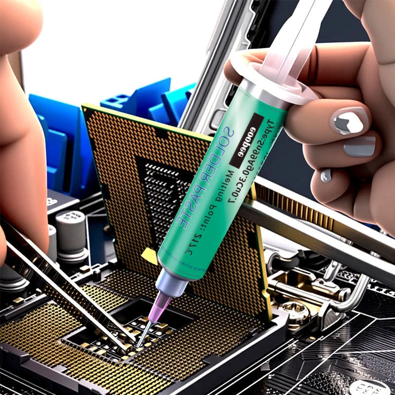 Sn99Ag0.3Cu0.7 Lead Free High-Temperature Solder Paste Needle Tube for SMT PCB BGA Mobile USB Phone Socket Repair, LED Soldering