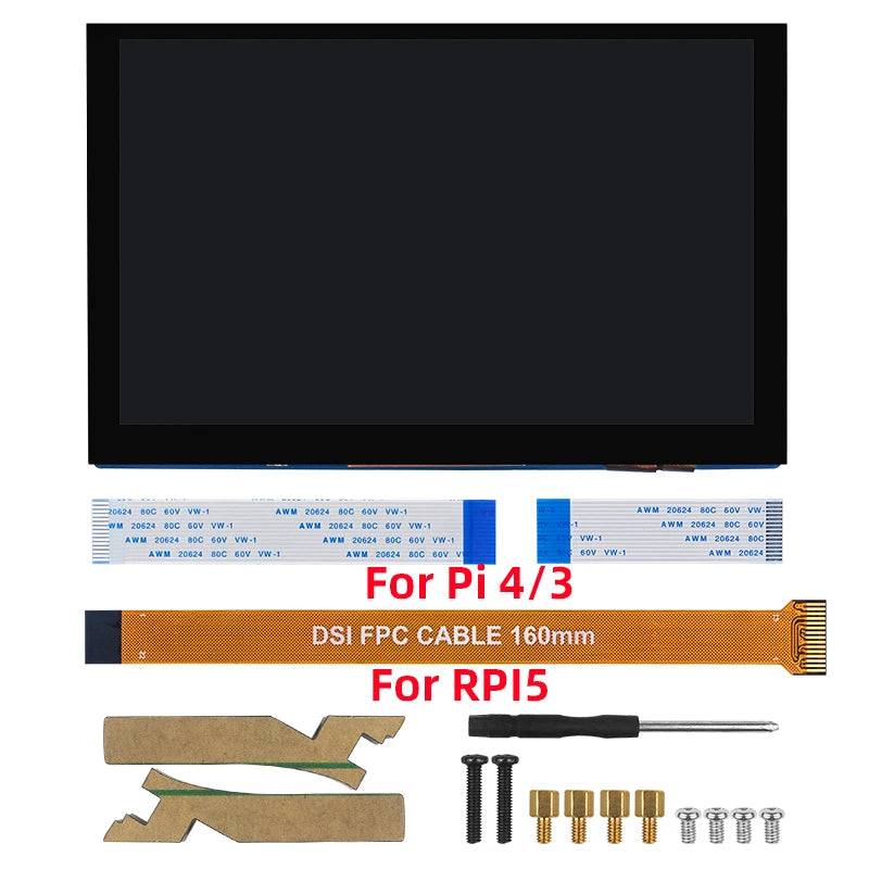 Raspberry Pi 5 Inch DSI LCD Capacitive Touch Screen 800x480 MiPi Display for RPi 5 4B 3B+ 3B Monitor  with Holder