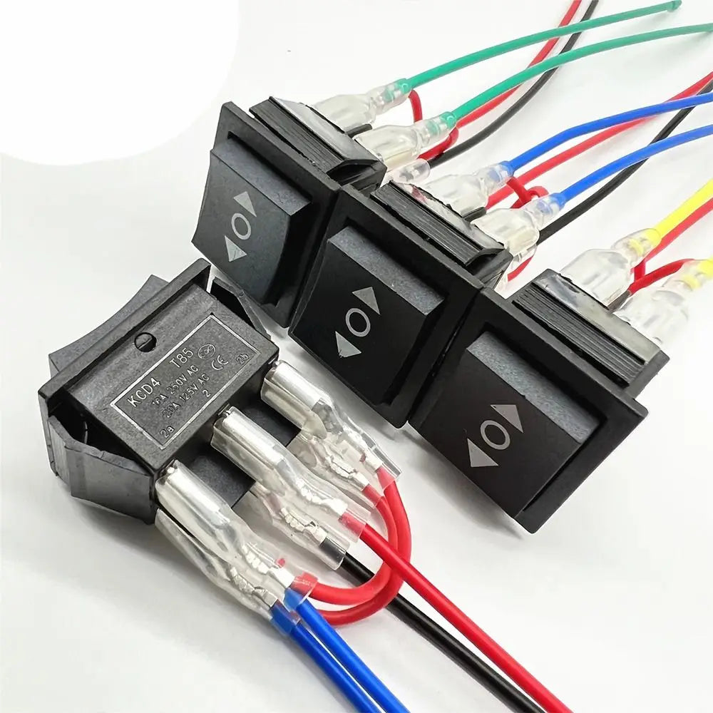 Wired 20A 12V - DC Motor Polarity Reversing Rocker 3 Position DPDT Momentary Automatic Reset Switch (On)-Off-(On) 6 Pin DPDT