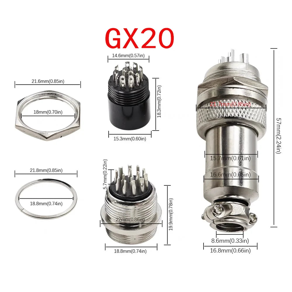 5Set  GX12 GX16 GX20 2 3 4 5 6 7 8 9 10 12 14 15 Pin Docking Aviation Plug Socket Waterproof Circular Connector