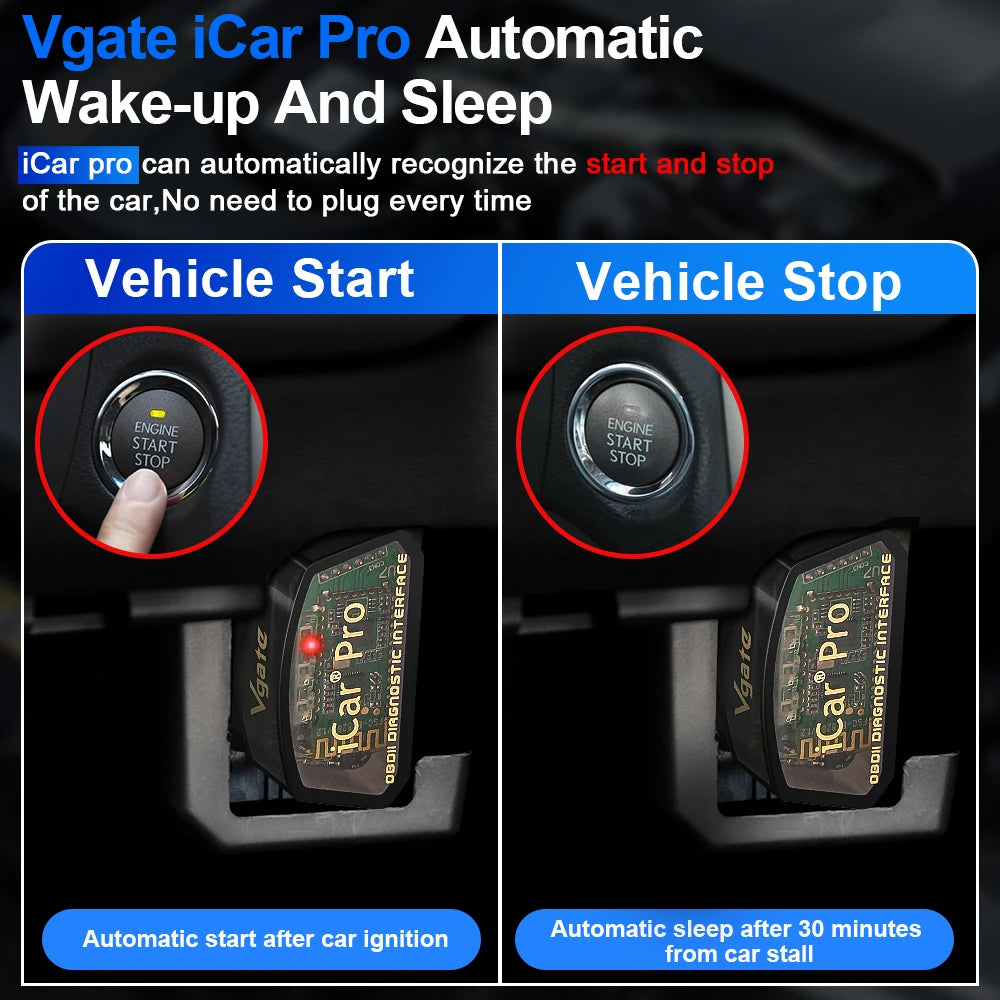 Vgate ICar Pro Bluetooth 3.0/4.0/WiFi Android/PC/iOS Supports Auto Wake Up Mode Elm327 V2.3 OBDII Code Reader Diagnostic Tool