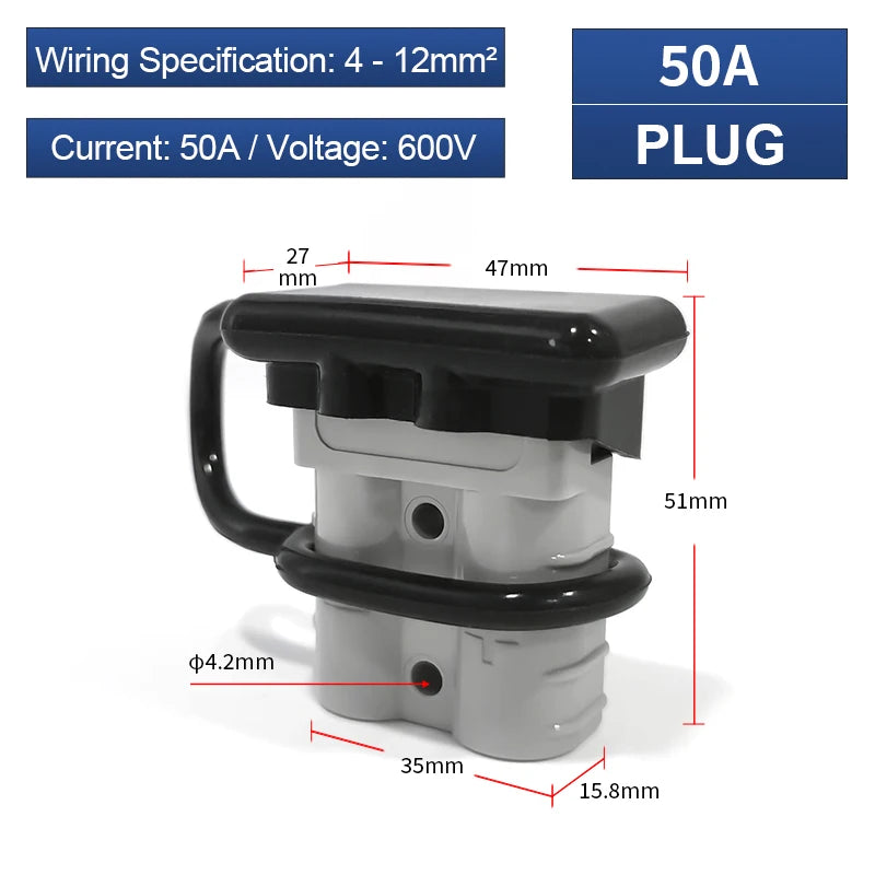 1pcs 50A 600V Battery Power Connector High Current Forklift Electrical Wire Connector Quick Plug Car Battery Charging Connector