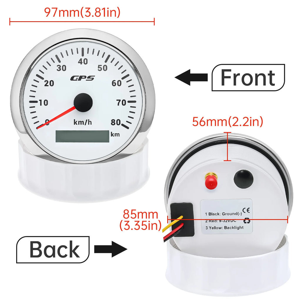 60/120/200KMH 85MM GPS Speedometer Gauge 7 Color Light with GPS Antenna Waterproof Motorcycle Boat Car Truck Speed Gauge Meter