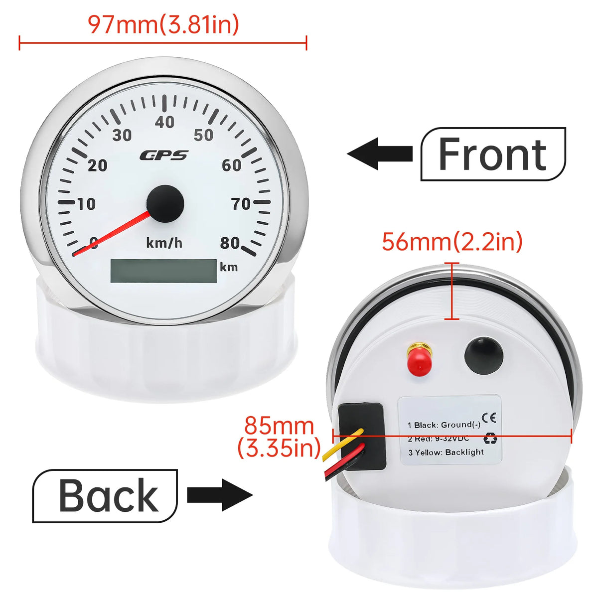 60/120/200KMH 85MM GPS Speedometer Gauge 7 Color Light with GPS Antenna Waterproof Motorcycle Boat Car Truck Speed Gauge Meter