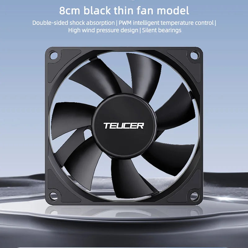 TEUCER 8015 Computer Case Fan 80mm/92mm 4-pin PWM High Airflow Ultra-thin Cooling Fan 1200-3000RPM Cascadable FDB Bearing Fan