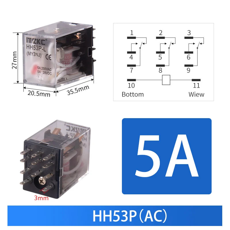 10pcs Small Intermediate Relay AC 220V DC C24 HH52P HH53P HH62P HH63P LED  General Mini Electromagnetic Relay Wholesale