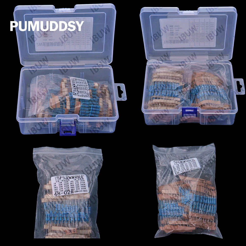 60Values 0.1R 100R 200R 1/2W 1W 2W 3W 1% Metal film resistors kit dip  300R 1K 2K 3K Resistor