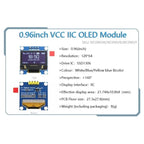 0.96 inch IIC Serial Yellow Blue White OLED Display Module 128X64 I2C SSD1306 12864 LCD GND VCC SCL SDA 0.96" for Arduino