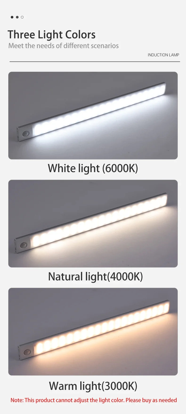 LED Bar Light Motion Sensor USB Rechargeable Led Cabinet Lights for Kitchen Wardrobe Cabinet Lighting 30cm/40cm/50cm Night Light