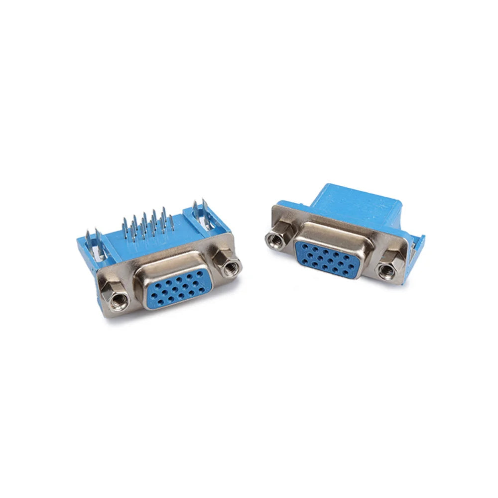 5/10PCS DR15 Female PCB Mount D-Sub 15 Pin VGA Type 8.89 PCB Connector 3 Rows 90-Degree Bent Needle DB15