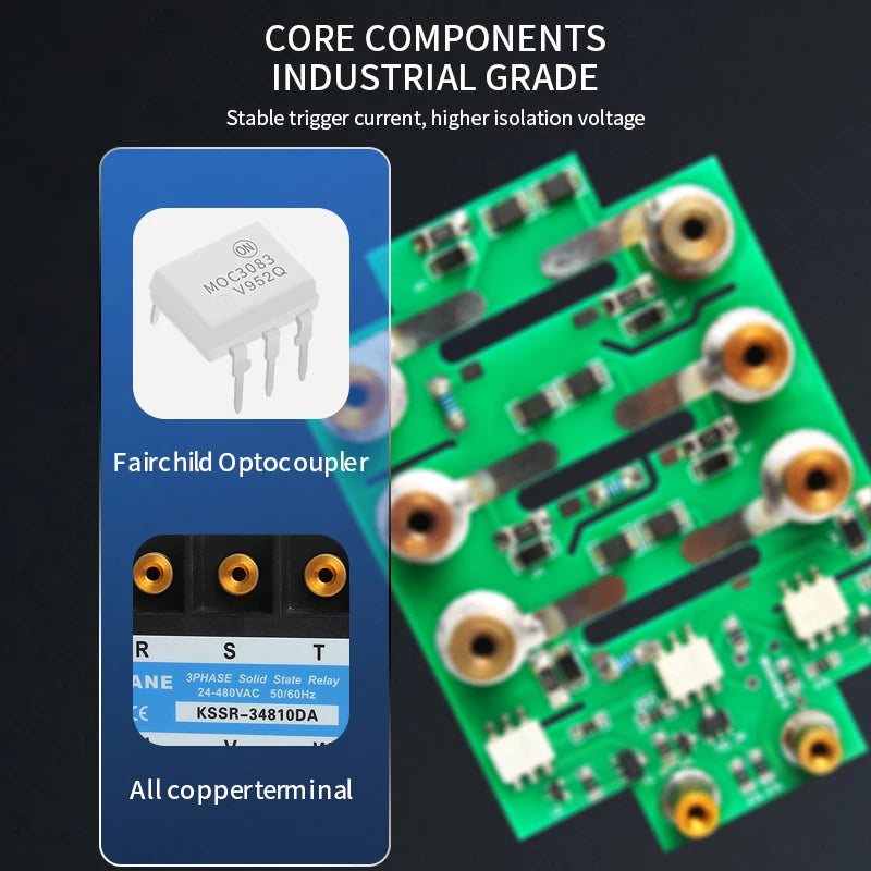 KANE DC-AC 3-Phase Solid State Relay 3-SSR 10A-200A KSSR 3~32VDC-24~480VAC Control 40AA 40DA KSSR Epoxied Protection
