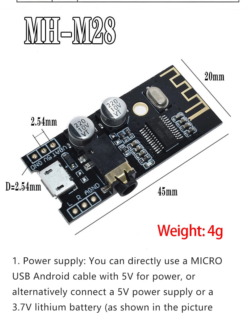 MH-M18 MH-M28 MH-M38 Bluetooth 4.2 Audio Receiver Module Wireless Stereo Music Board Type-C Micro USB