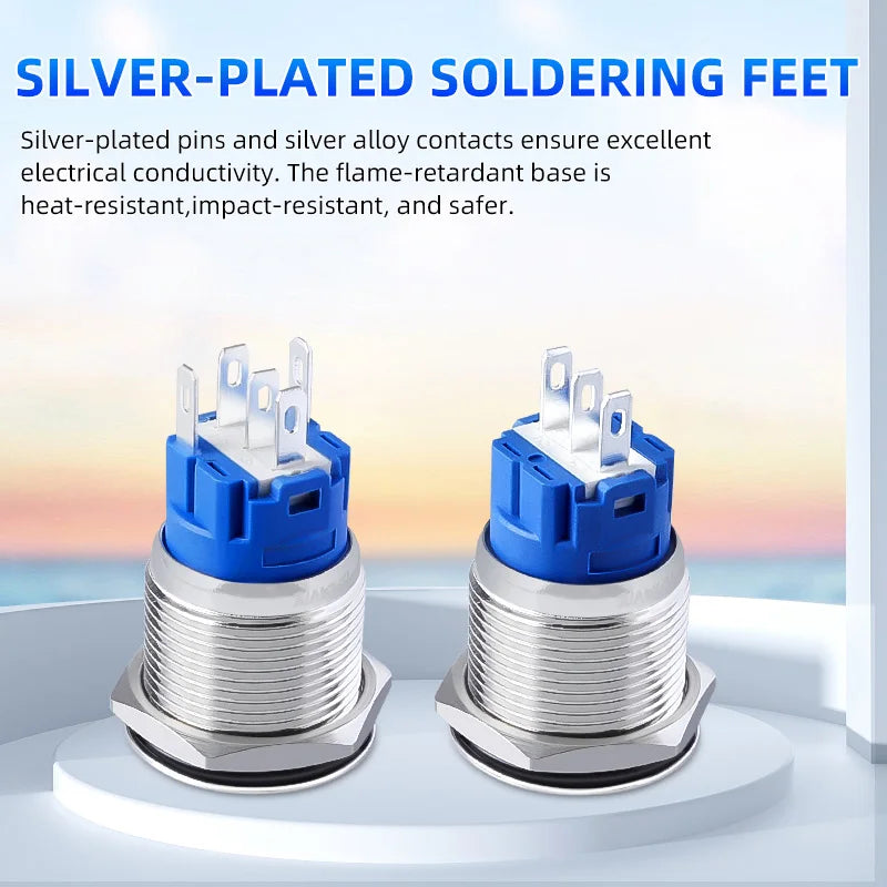 Metal Switch Button Push With Wire Waterproof on off 12mm 16mm 19mm 22mm Momentary/Latching Led Light Start Stop 5V 12V 24V 220V