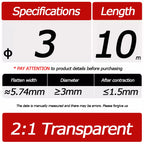 10 Meter/Lot Heat Shrink Tube 2:1 Clear Transparent Tubing Shrinkable Wrap 1mm - 60mm Cable Sleeve Wire