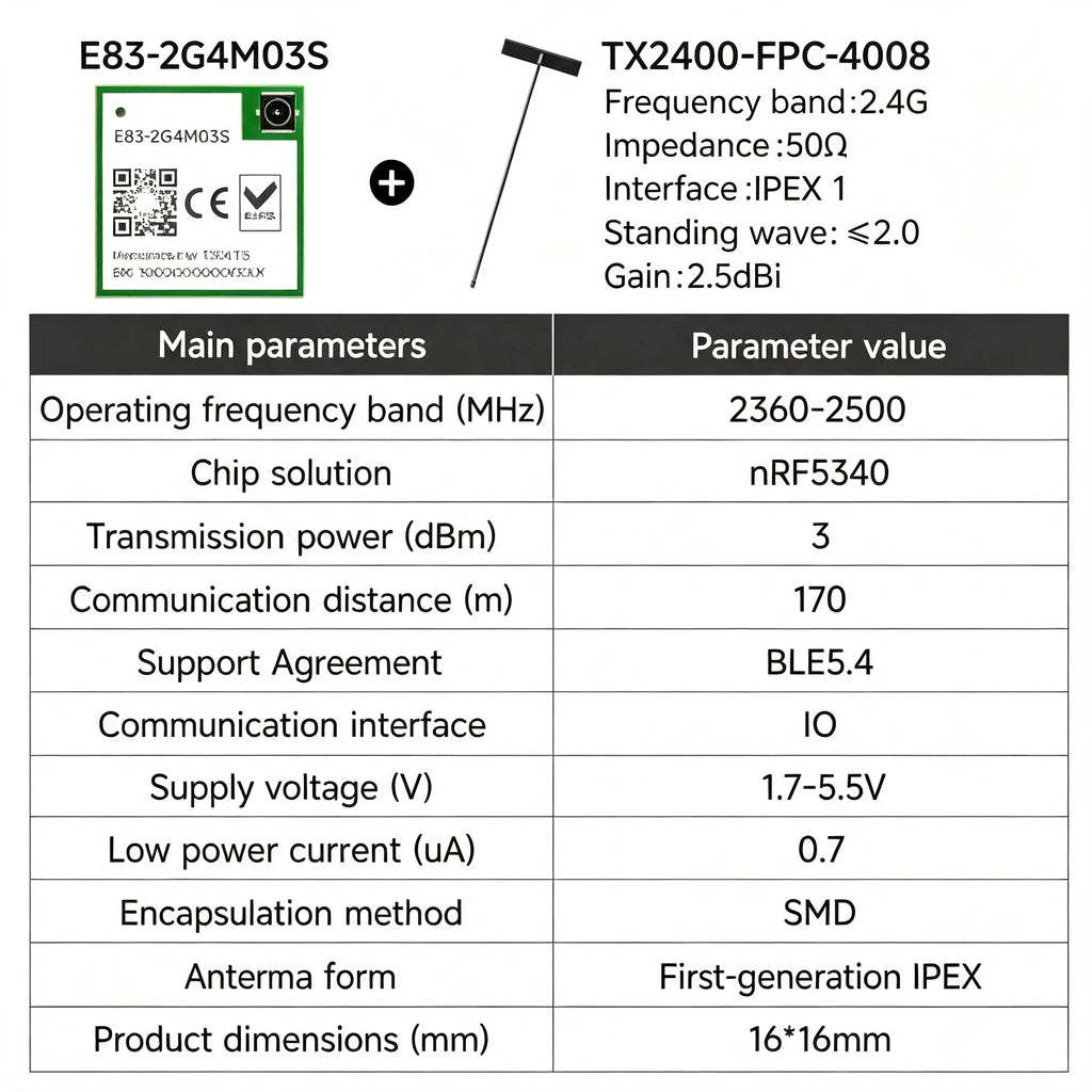 E73-2G4M08S1C/CX  E73-2G4M08S1E/EX E83-2G4M03S EBYTE E73 Series Wireless BLE Module BLE4.0/5.1/5.1 nRF52840 nRF52833 nRF5340