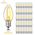 50PCS C7 LED Light Bulbs Plastic Shatterproof E12 Candelabra Base 1W Equal to 10W Replace Bulb For Outdoor  Decor String Lights