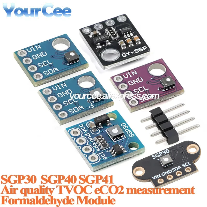 10pcs/1pc SGP30 SGP40 SGP41 Gas Air Quality Sensor Module TVOC ECO2 Carbon Dioxide Measurement Formaldehyde Air Detector