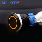 ABILKEEN 16/19/22MM Black Shell Metal Push Button Switch 1NO1NC Momentary/Latching Power Control Push Button with LED Light