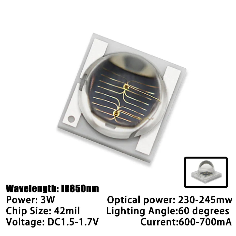 5Pcs 3W Deep Infrared IR850nm IR940nm LED Chips Ceramic SMD 3535 Lamp Beads Security Monitoring Emission LED Night Vision Camera