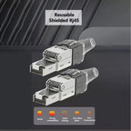 ZoeRax 10Pcs RJ45 Cat8 Cat7 Cat6a Connectors, Tool-Free Zinc Alloy Shielded Ethernet Termination Plugs for 23AWG SFTP Cables