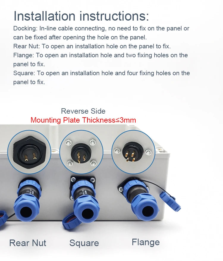 SP11 Tin Soldering Waterproof Connector IP68 Male Plug&Female Socket Rear-nut Docking Panel Mount 2/3/4/5 Pin Cable Wire Connect