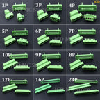 1/3/5 Set WF2EDG Pitch 3.81mm 2P/3P/4P/5P/6P/8P/9P/10P/12P/16P/24P Pluggable Terminal Block Connector 15EDGWC 3.81mm Pitch