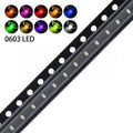 100PCS 0603 SMD LED light emitting Diode SMD LEDs Blue Red Yellow Green Warm White Orange UV Pink