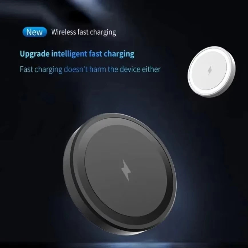 15W Ultra Thin Wireless Charger, Fast Qi Charging Pad with Compact 6cm Size, Lightweight Portable Design for Desk Bedroom Trave